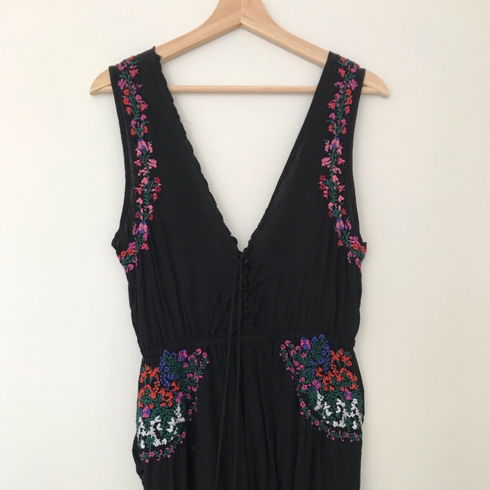Black embroidered romper